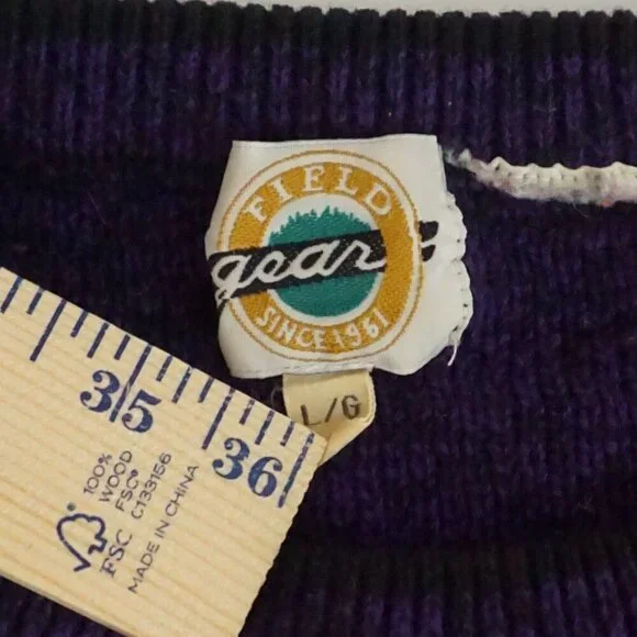 Field Gear Purple Knit Crewneck Sweater Outdoorsman Eclectic Grandpa Cozy L - Picture 9 of 9